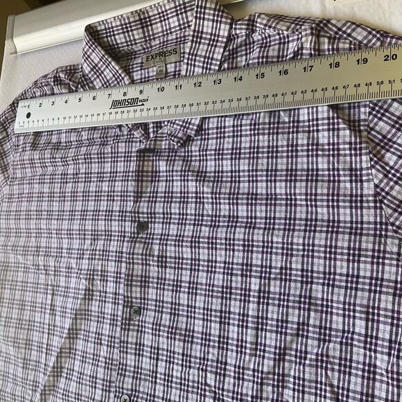 Express Fitted Long Sleeve Button Down Shirt size 2XL (18-18 1/2), Gray & White - Picture 3 of 8